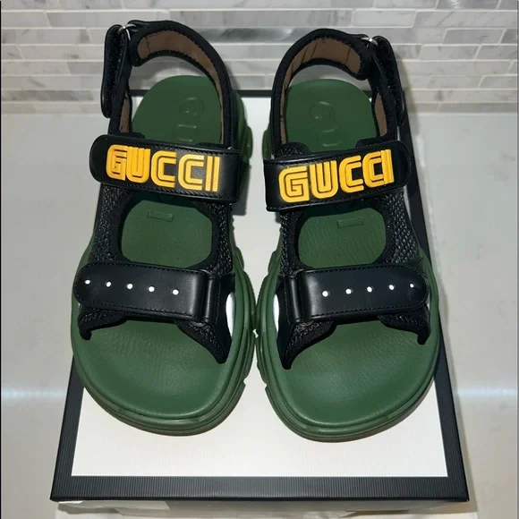 GUCCi kids Aguru Trek brand-embellished leather sandals 5-8 years 33 - Picture 6 of 7
